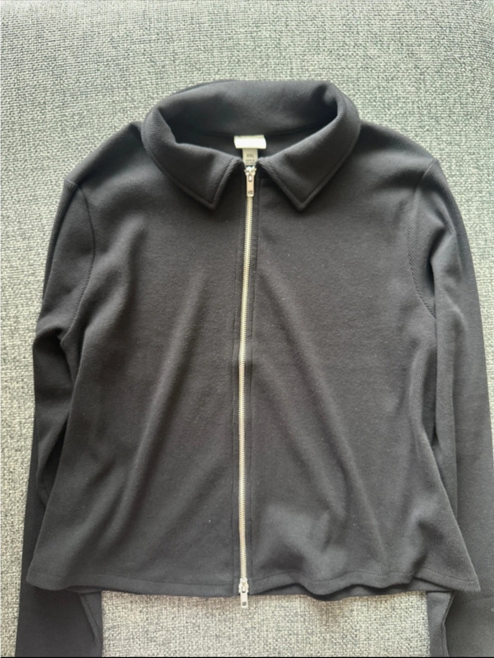 Black Zip-Up Knit Jacket